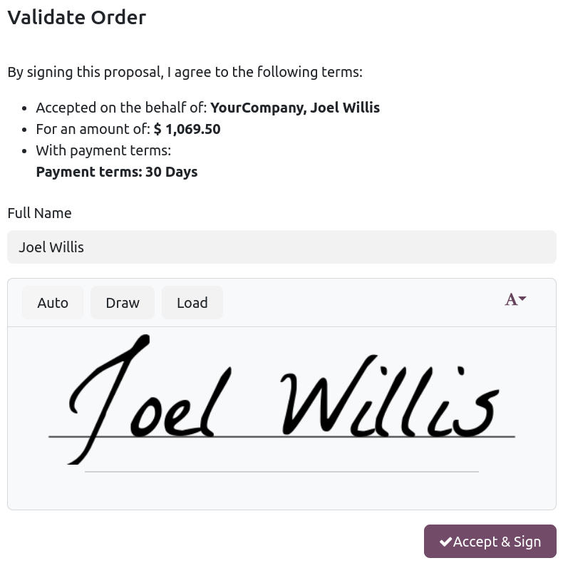 validate order