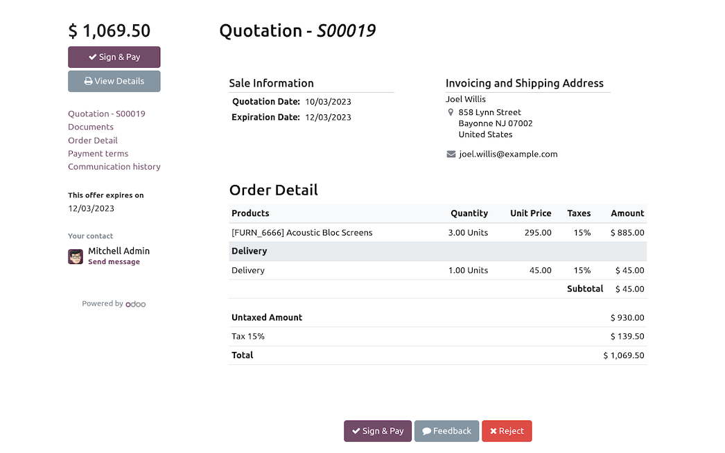 order details