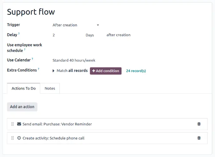 Define triggers and automated actions for any record changes.