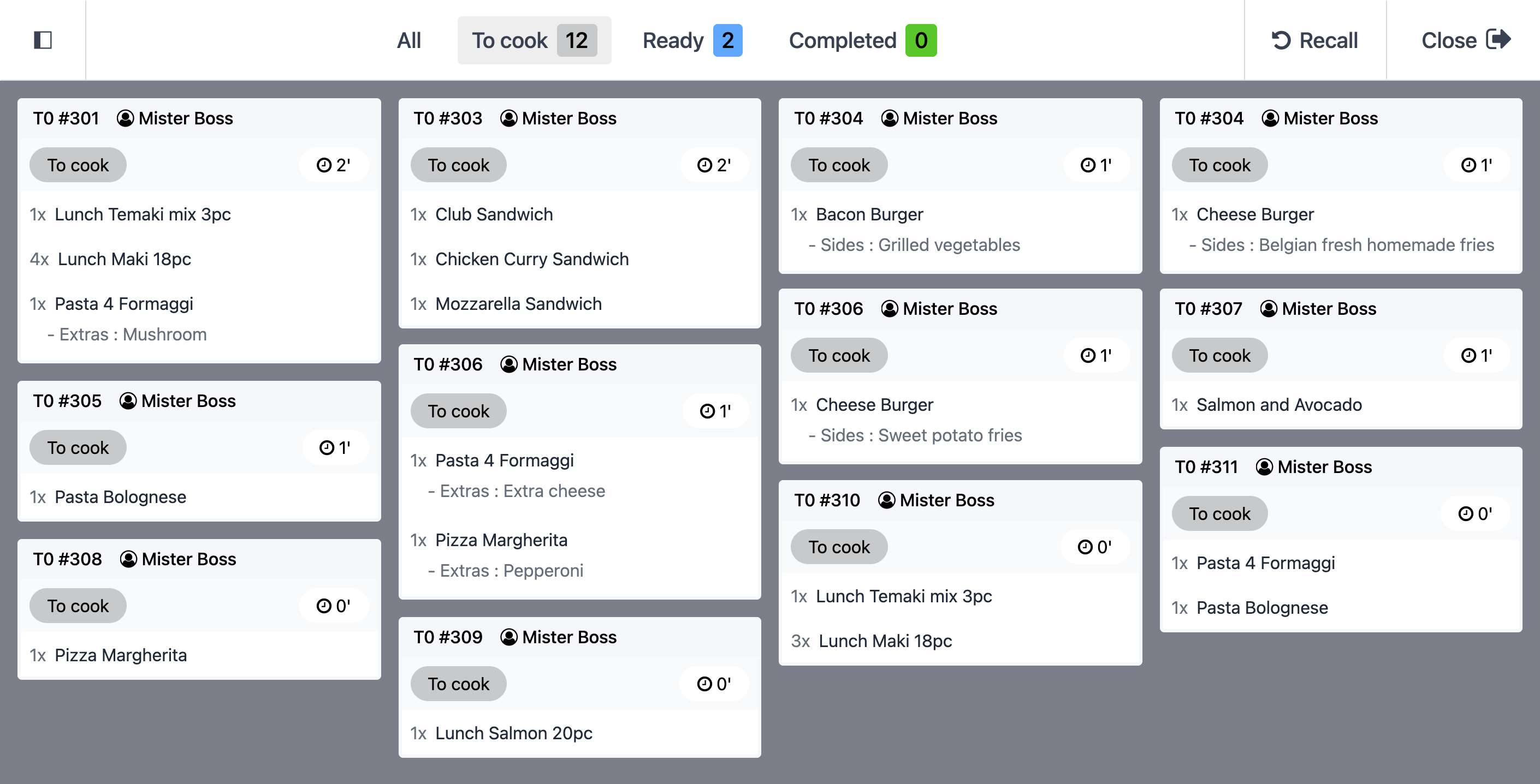Seamless order preparation. The preparation display lets your staff know exactly which orders to prepare and when.