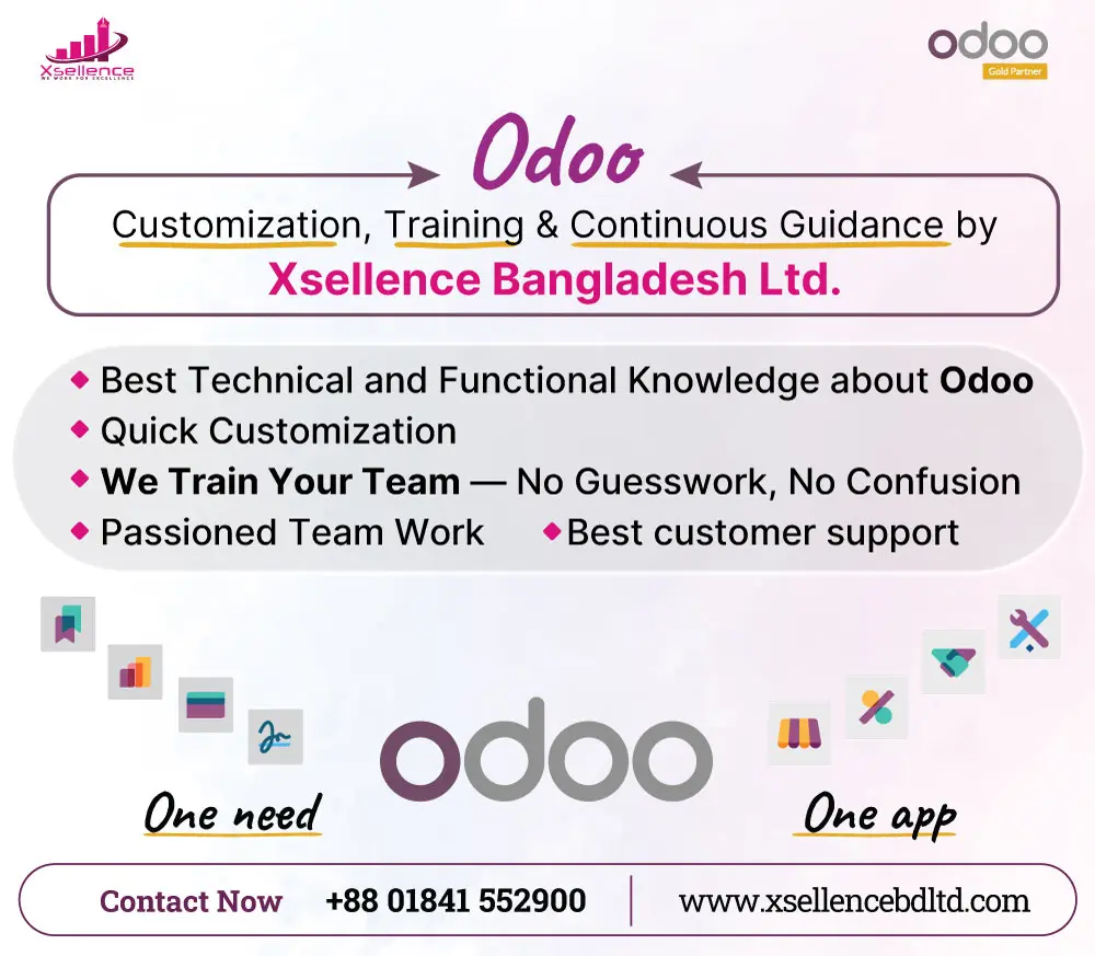Odoo ERP customization and training by Xsellence Bangladesh Ltd. – empowering businesses with confidence